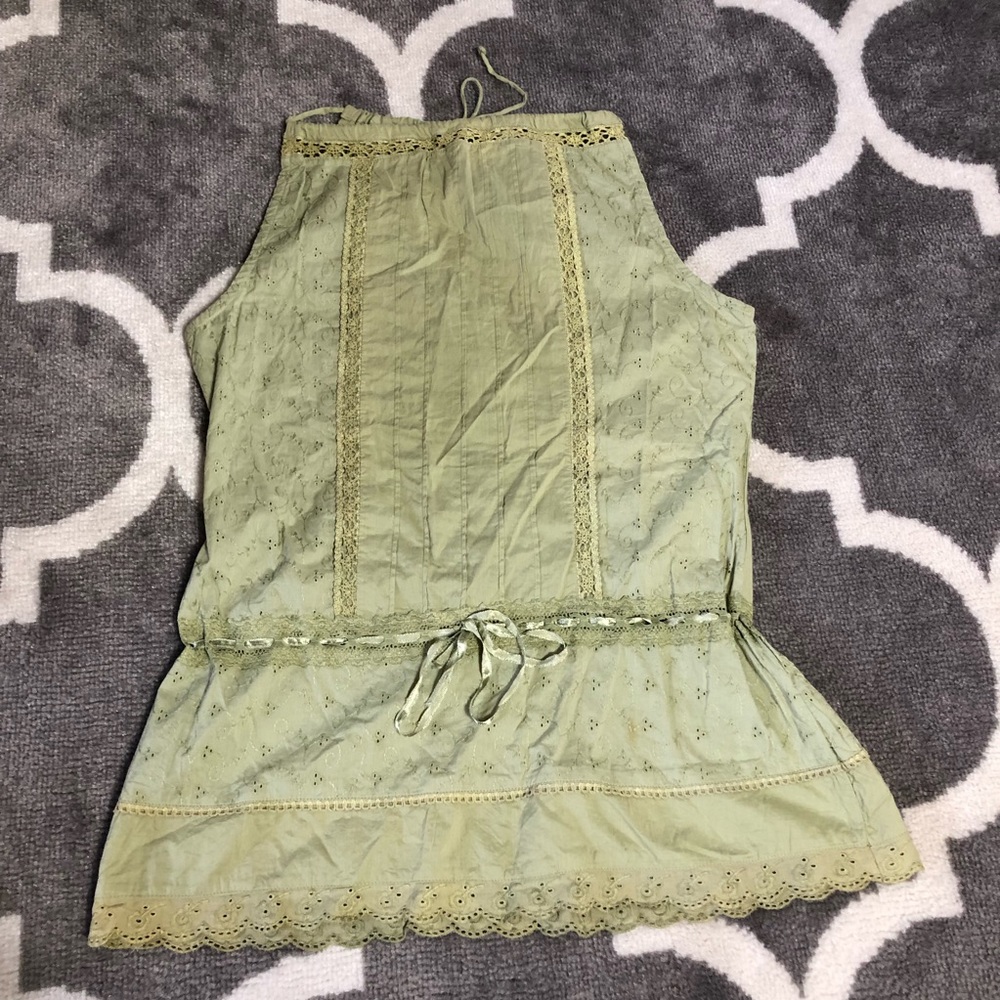 Speechless Halter Top Womens Medium Lace Detail Keyhole Green NWT